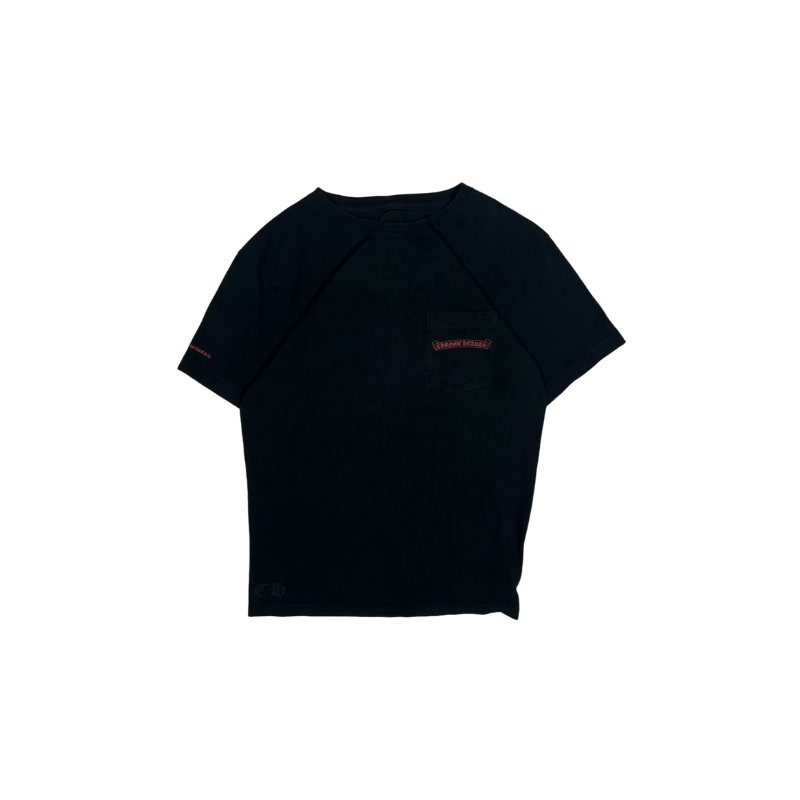 T-shirt noir rouge avec logo fer à cheval ton sur ton | Chrome Hearts