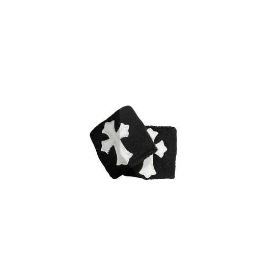 Collectible Wrist Band Black Cross Patch White | Chrome Hearts