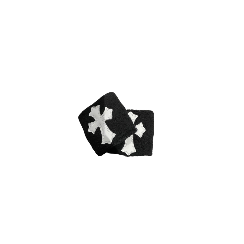 Collectible Wrist Band Black Cross Patch White | Chrome Hearts