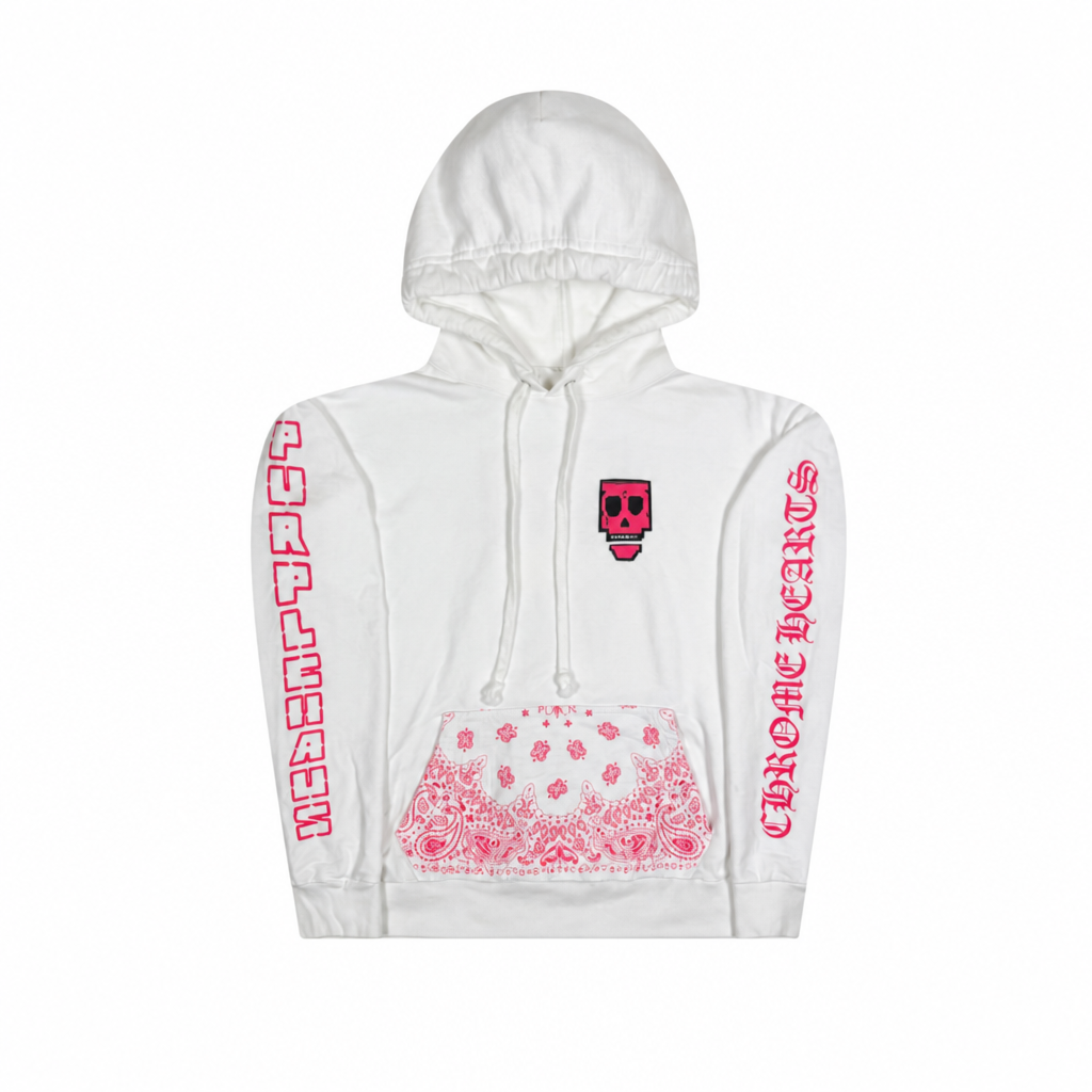 Hoodie Punk Munk Friends and Family Pink White | Chrome Hearts
