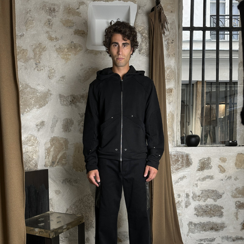 Zip Hoodie Lucid Spine Obsidian Black | Reveur Lucide