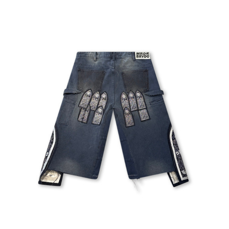 Denim Shorts Carpenter Patch Arched Indigo | WhoDecidesWar