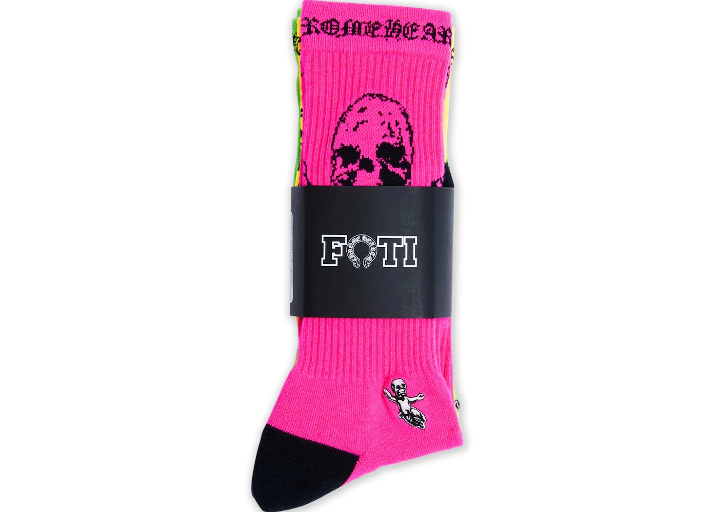 Socks (paquet de 3) Pink/Yellow/Green | Chrome Hearts x Foti