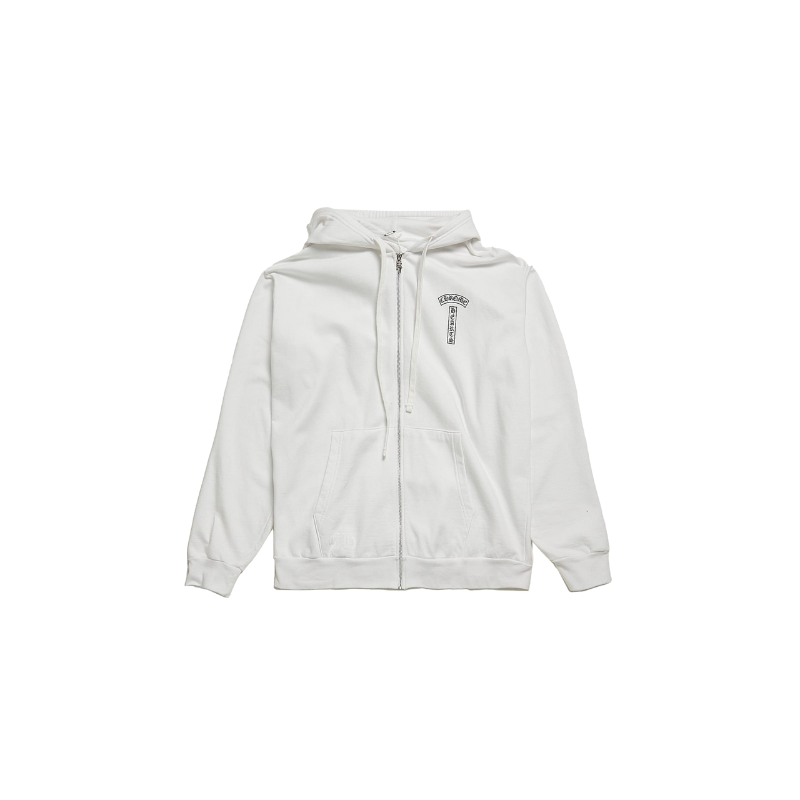Zip Hoodie Vertical Logo White | Chrome Hearts