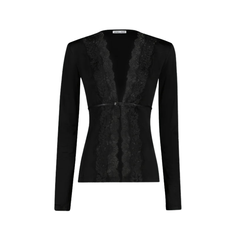 Longsleeve with Lace Trim & Belt Det | Vaillant Studio