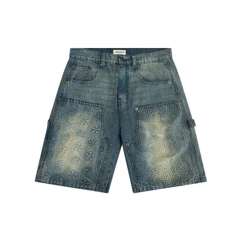Denim Shorts Carpenter Blue Monogram | Maison Guava