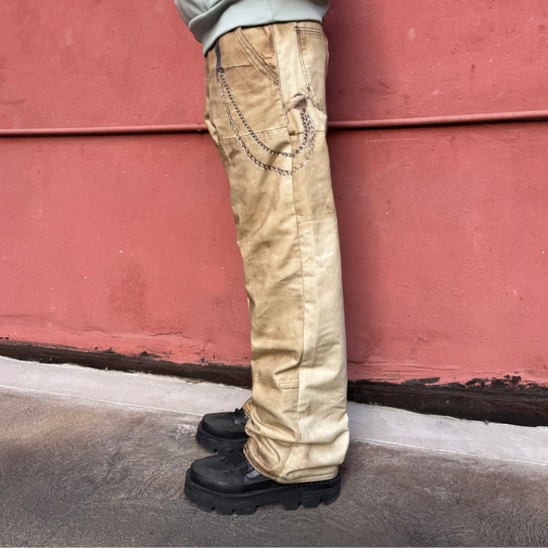 Denim Pants Beige Trompe L'Oeil "Illusion" | Garment Workshop