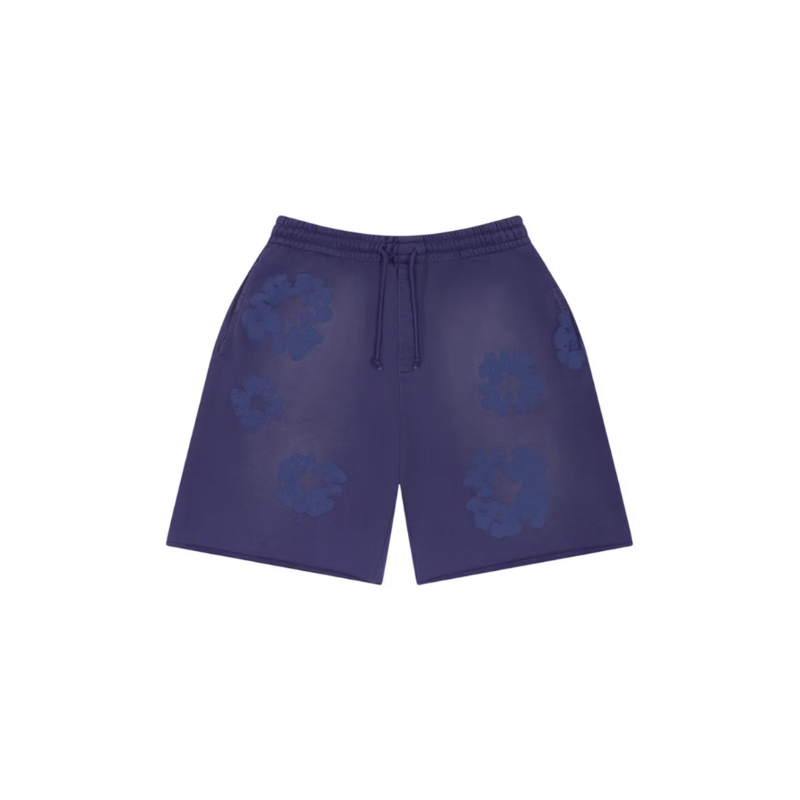 Shorts Mono Cotton Wreath Sweat Washed Blue | Denim Tears