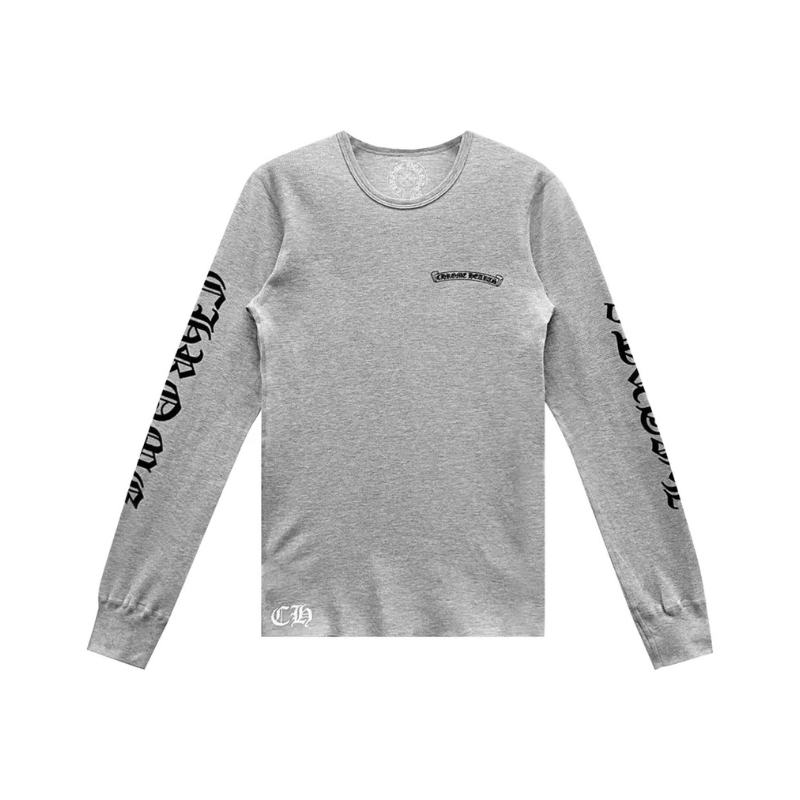 Longsleeve Grey Thermal Scroll Logo | Chrome Hearts