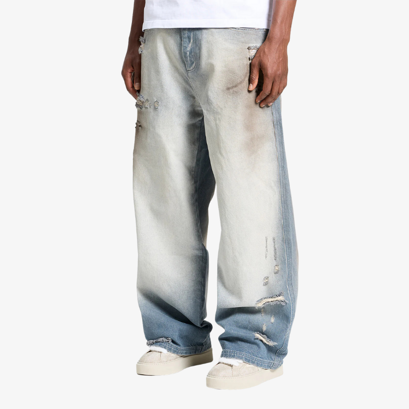 Jeans Coloris Distressed Blue | Reternity