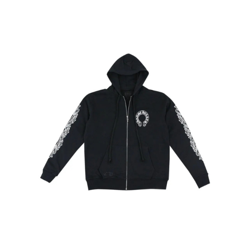 Zip Hoodie Thermal Horseshoe Black 2025 | Chrome Hearts