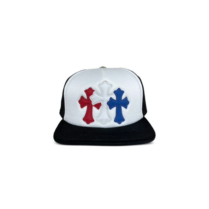 Cap Cross Patch Leather Cemetery Red/White/Blue | Chrome Hearts