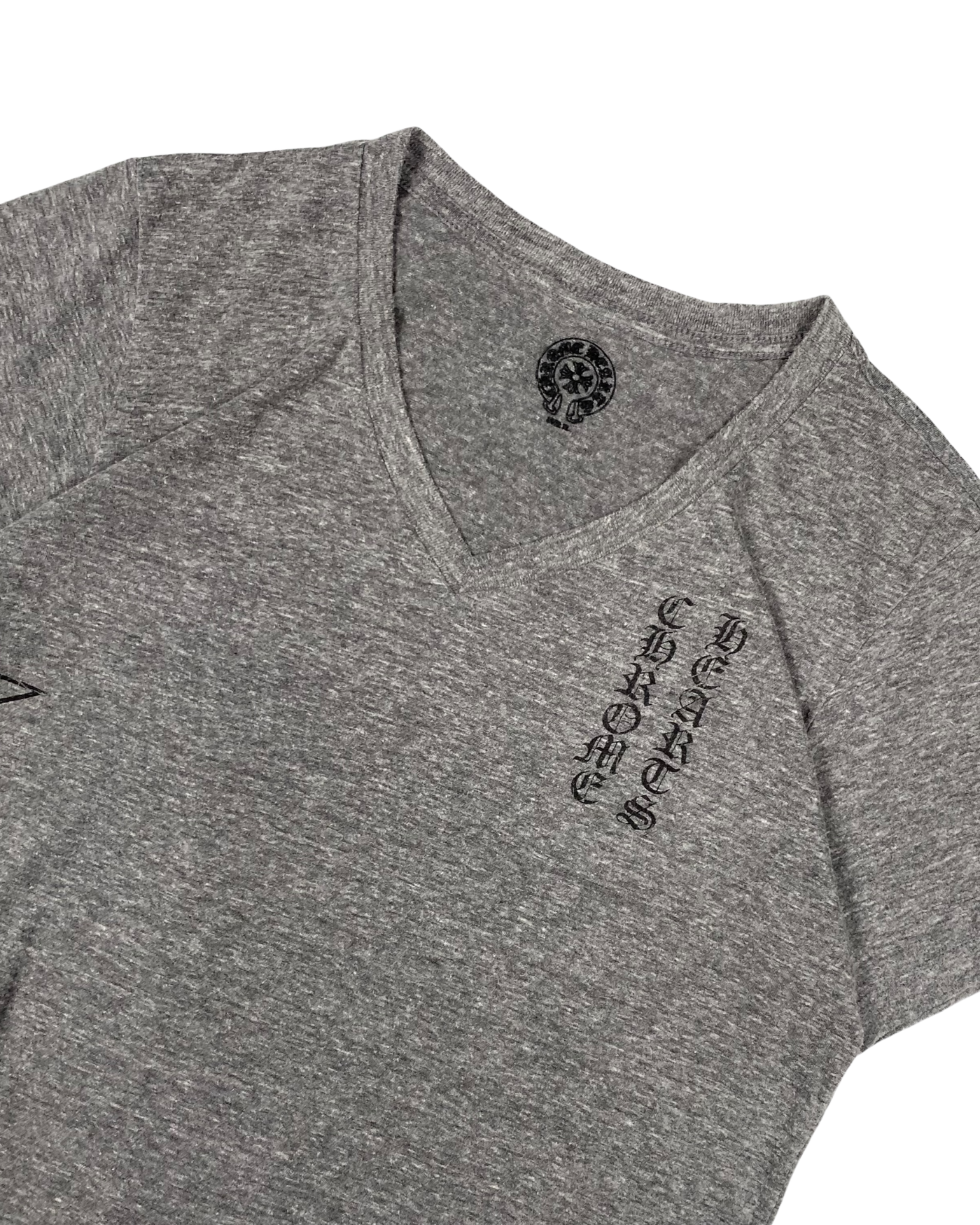 T-shirt gris col V avec logo étoiles | Chrome Hearts