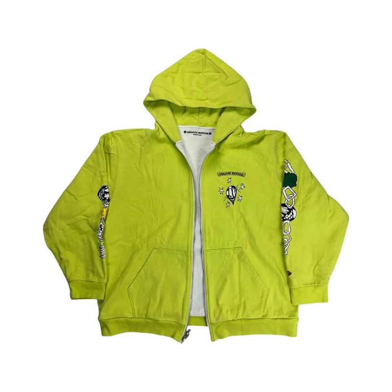 Sweat à capuche zippé Link « Vert citron » | Chrome Hearts x Matty Boy