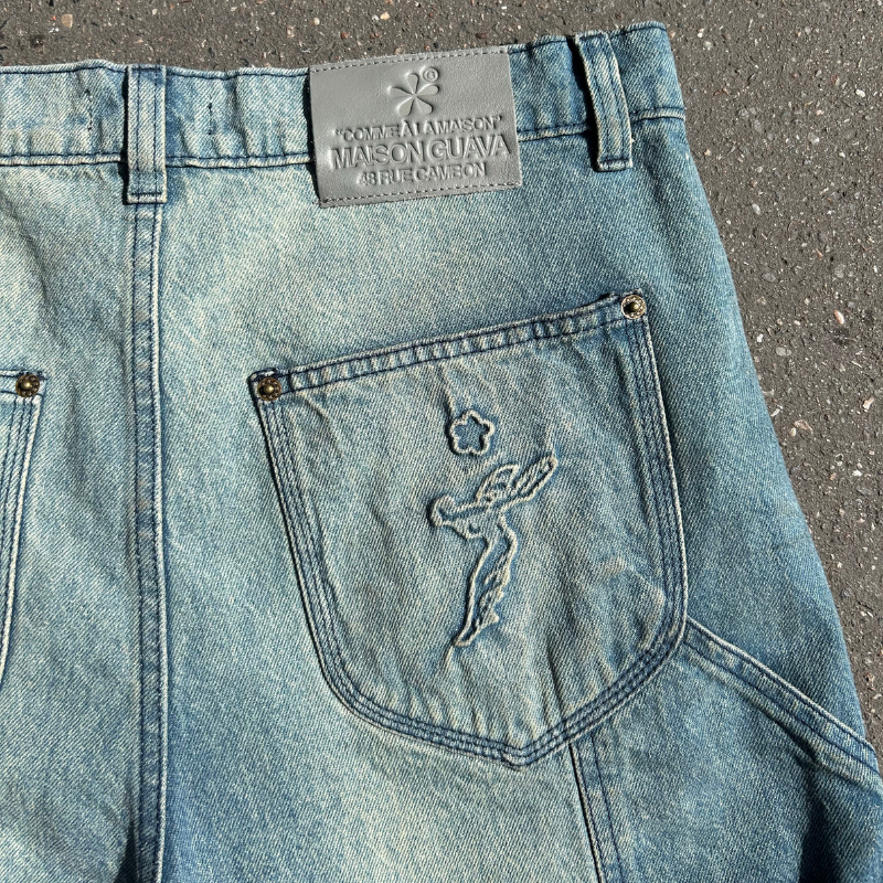 Denim Shorts Carpenter Blue Monogram | Maison Guava