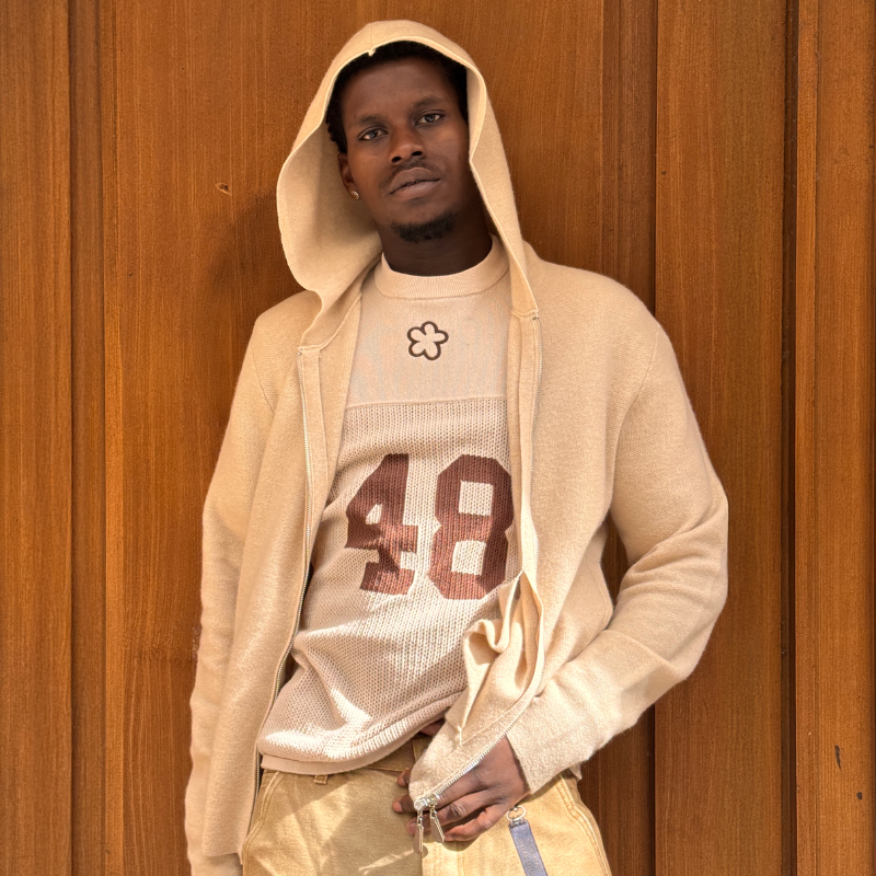 Two Way Zip Hoodie Cashmere | Maison Guava