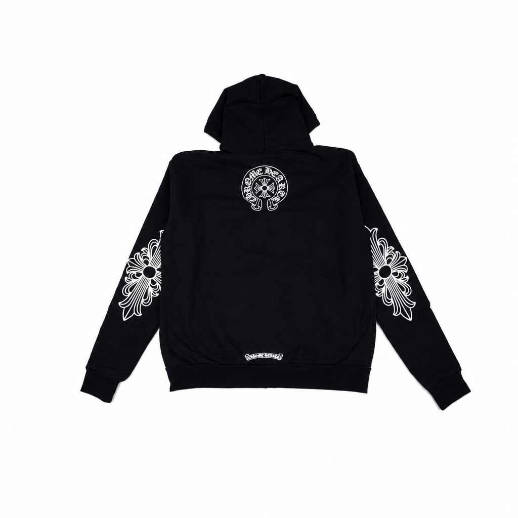 Zip Hoodie Mini Floral Black | Chrome Hearts