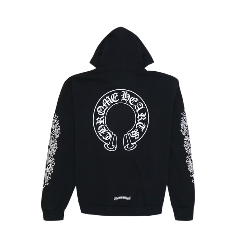 Zip Hoodie Black Horseshoe Logo | Chrome Hearts