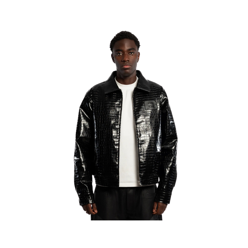 Leather Jacket Crocodile Black | Baara