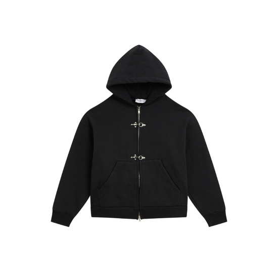 Zip Hoodie Double Clips Black | Les Bons Gars
