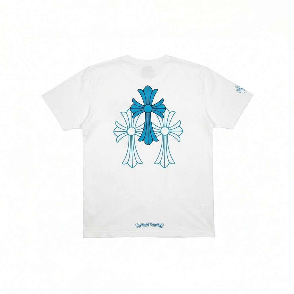 T-shirt White Triple Cross Baby Blue | Chrome Hearts