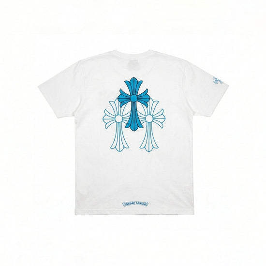 T-shirt White Triple Cross Baby Blue | Chrome Hearts