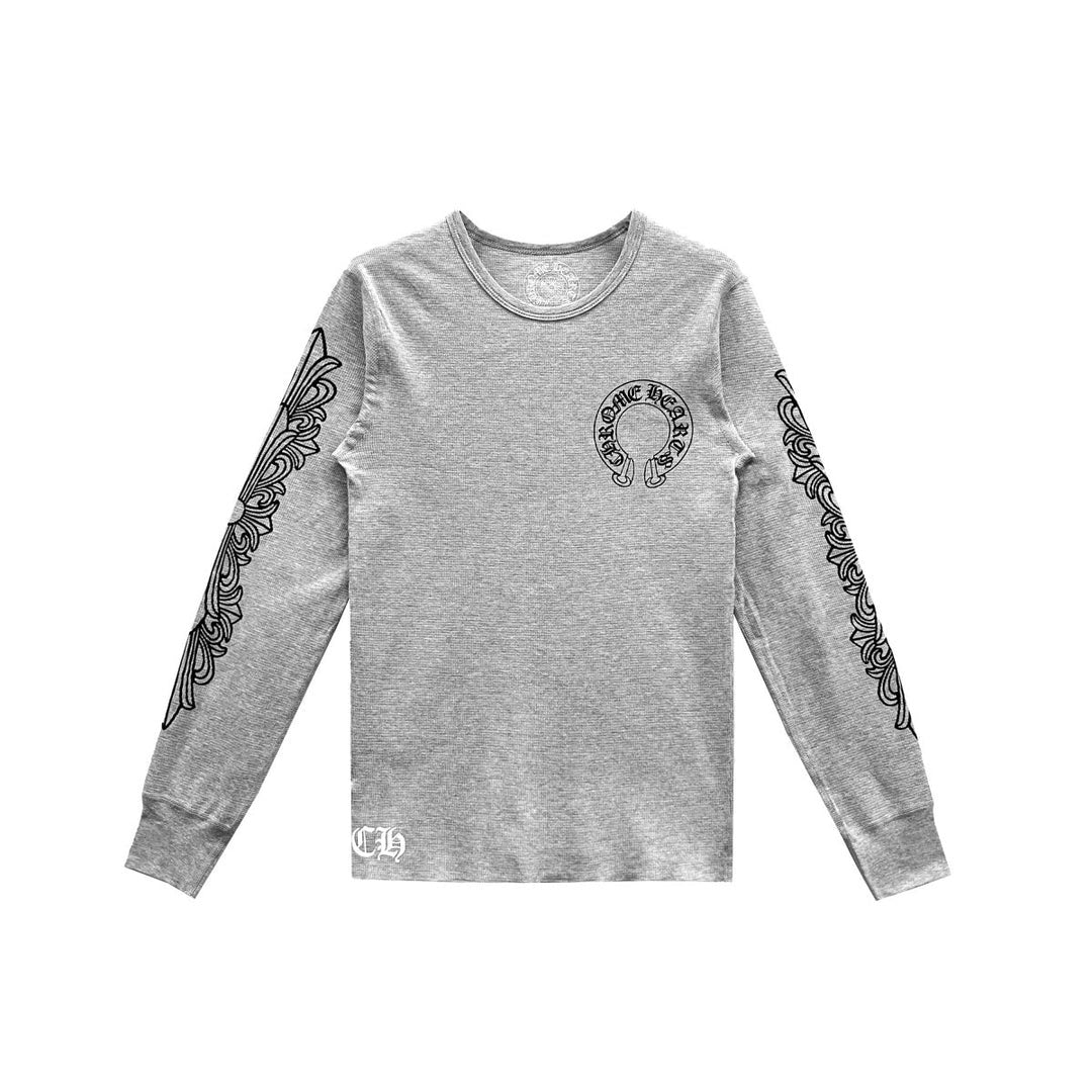 Longsleeve Thermal Horseshoe Grey Floral | Chrome Hearts