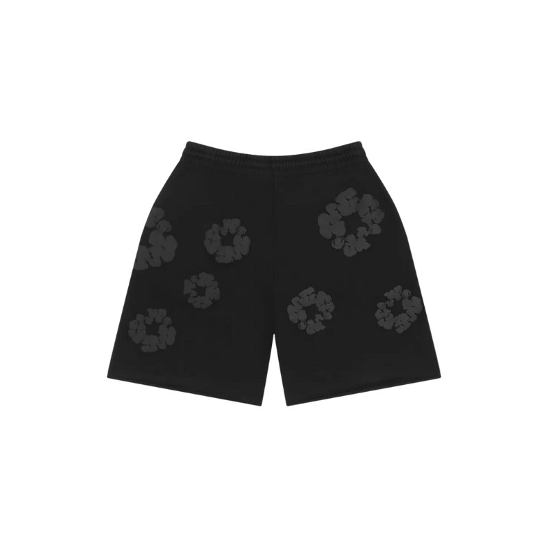 Shorts Cotton Wreath Full Black | Denim Tears