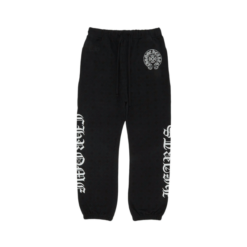 Joggers All Over Monogram Horseshoe Logo Black | Chrome Hearts