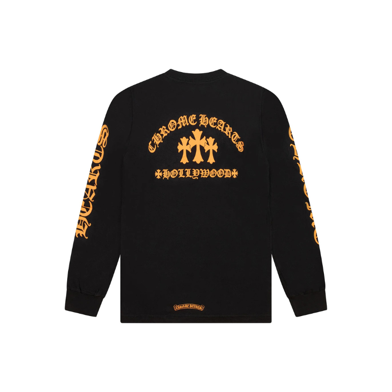 T-shirt à manches longues Triple Cross noir et orange | Chrome Hearts