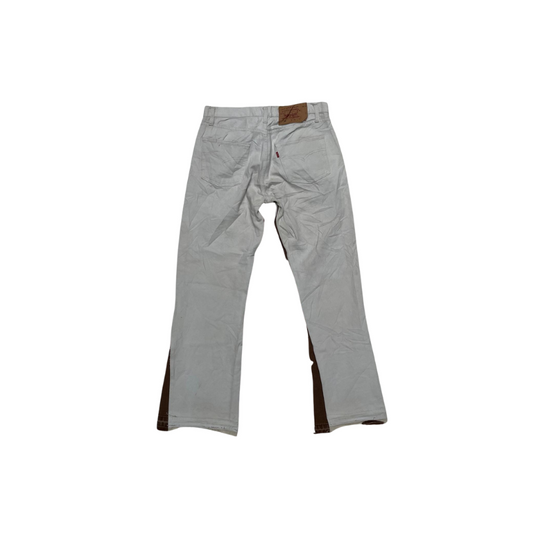 Jean CLUB D'ART SAUVAGE Blanc/Marron Flared