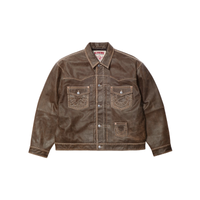 Leather Jacket Trucker Brown | Supreme x True Religion