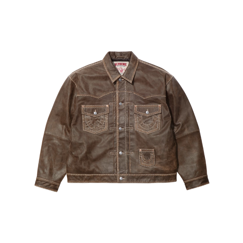 Leather Jacket Trucker Brown | Supreme x True Religion