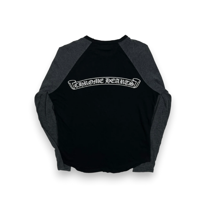 Longsleeve Thermal Black Grey Horseshoe Logo | Chrome Hearts