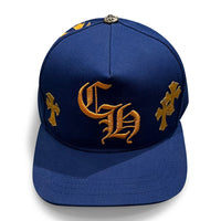 Casquette avec patch croix bleu et jaune | Chrome Hearts