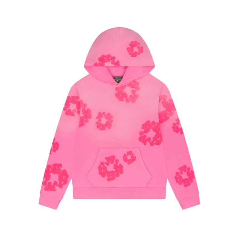 Hoodie Mono Cotton Wreath Neon Pink | Denim Tears