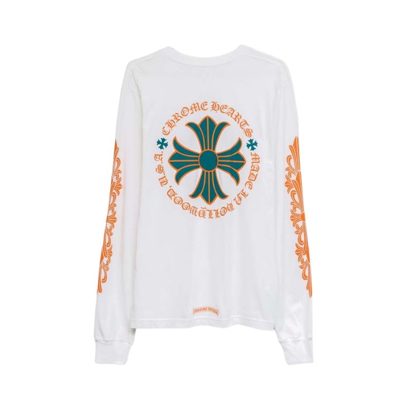 Longsleeve Miami White Exclu Orange Green Cross | Chrome Hearts
