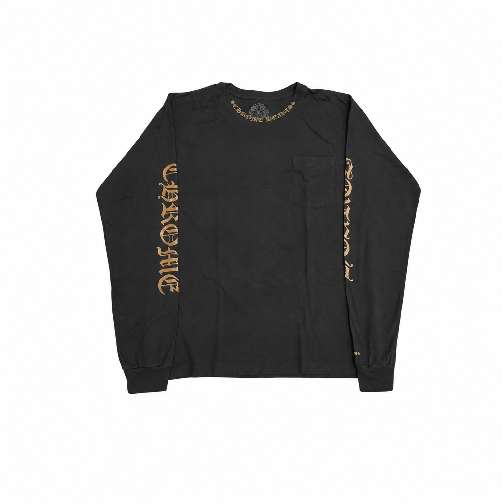 Longsleeve Vertical Logo Black Brown | Chrome Hearts