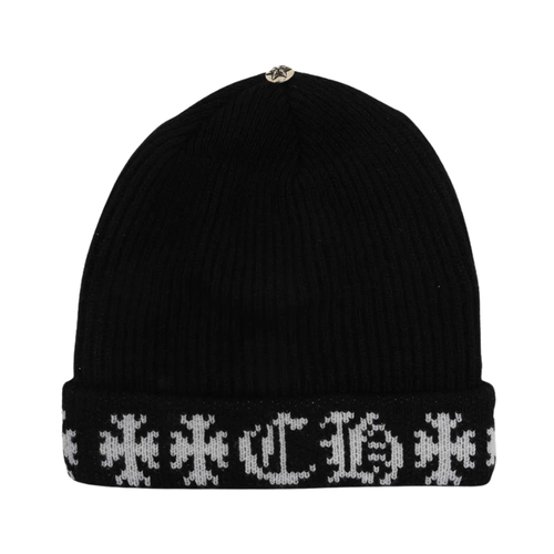 Beanie Cashmere Black & White  | Chrome Hearts