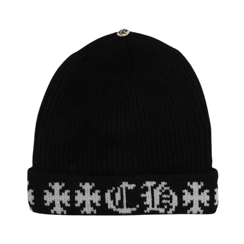 Beanie Cashmere Black & White  | Chrome Hearts