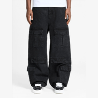 Cargo Pants Wrinkled Canvas Black | Reternity