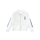 Zip Hoodie White Vertical Logo Blue  | Chrome Hearts