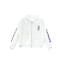 Zip Hoodie White Vertical Logo Blue  | Chrome Hearts