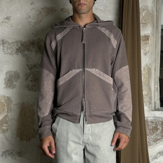 Zip Hoodie Lucid Spine Faded Brown | Reveur Lucide