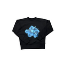 Pull ras du cou noir avec logo fleuri | StudioPolyvalent