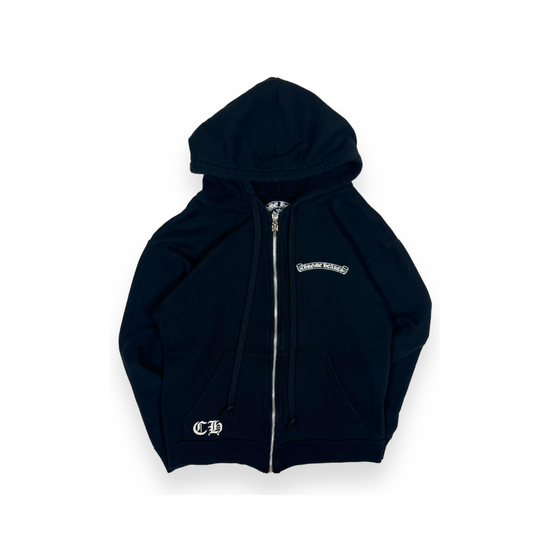 Zip Hoodie Cross Spellout Logo Black | Chrome Hearts