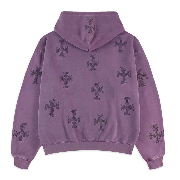 Hoodie UNKNWON Washed Purple Rhinestone