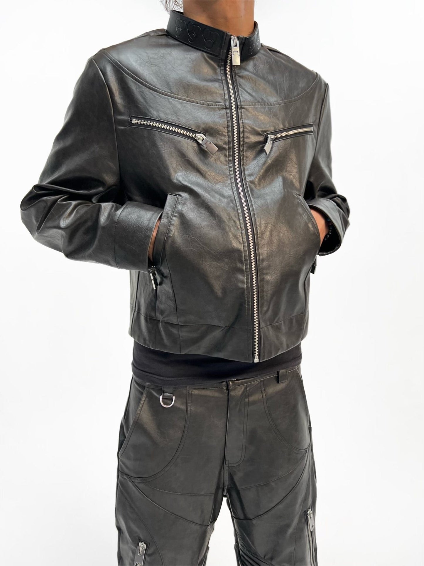 QAOS® Leather Jacket QUIROZ in Black