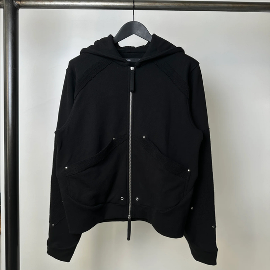 Zip Hoodie Lucid Spine Obsidian Black | Reveur Lucide