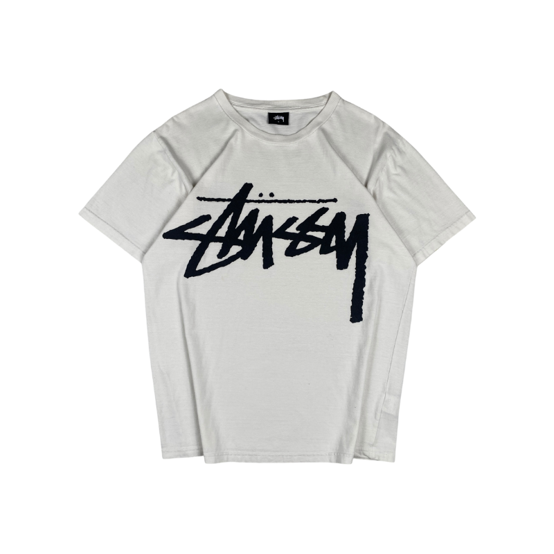 Stussy White Black Logo Tee